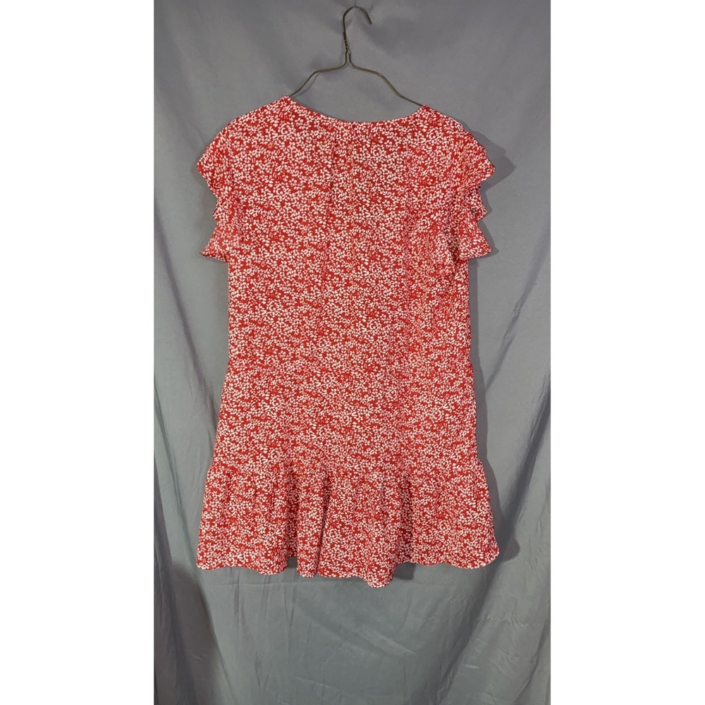 Akaa Red floral Romper with‎ ruffles 100% polyester. Size L - Picture 7 of 7